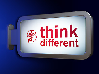 Image showing Education concept: Think Different and Head With Gears on billbo