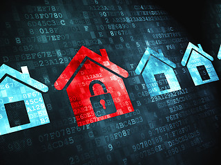 Image showing Protection concept: Home on digital background