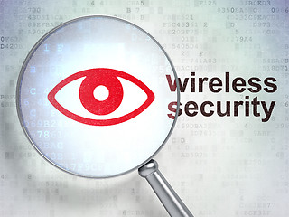 Image showing Protection concept: Eye and Wireless Security with optical glass