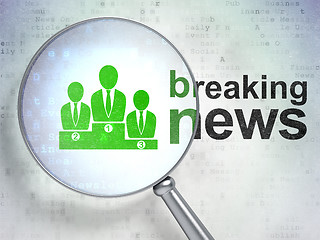 Image showing News concept: Business Team and Breaking News with optical glass