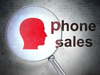 Image showing Advertising concept: Head and Phone Sales with optical glass