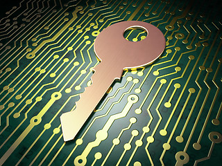Image showing Security concept: Key on circuit board background