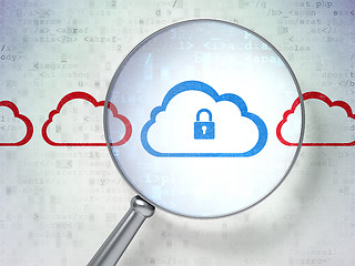 Image showing Cloud computing concept: Cloud With Padlock with optical glass o