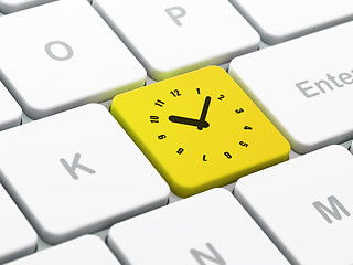 Image showing Time concept: Clock on computer keyboard background