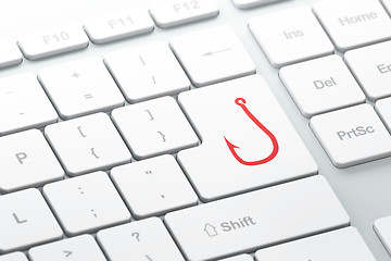 Image showing Security concept: Fishing Hook on computer keyboard background