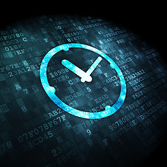 Image showing Timeline concept: Clock on digital background