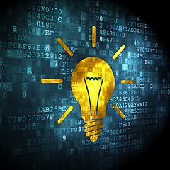 Image showing Finance concept: Light Bulb on digital background