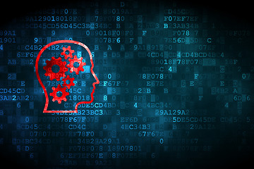 Image showing Information concept: Head With Gears on digital background
