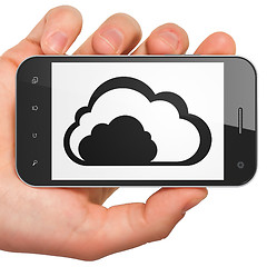 Image showing Networking concept: Cloud on smartphone