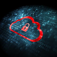 Image showing Cloud computing concept: Cloud With Padlock on digital backgroun