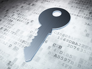 Image showing Protection concept: Silver Key on digital background