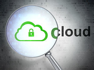 Image showing Cloud technology concept: Cloud With Padlock and Cloud with opti