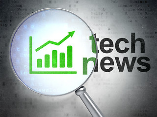 Image showing News concept: Growth Graph and Tech News with optical glass