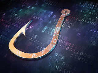 Image showing Security concept: Golden Fishing Hook on digital background