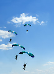 Image showing unidentified skydiver on blue sky