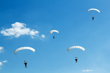 Image showing unidentified skydiver on blue sky