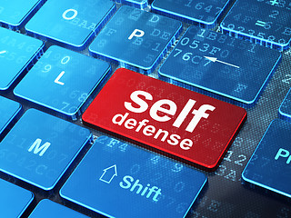 Image showing Security concept: Self Defense on computer keyboard background