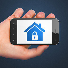 Image showing Safety concept: Home on smartphone