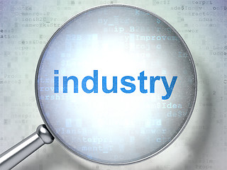 Image showing Business concept: Industry with optical glass on digital backgro