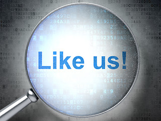 Image showing Social network concept: Like us! with optical glass