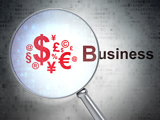 Image showing Business concept: Finance Symbol and Business with optical glass