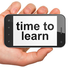 Image showing Time concept: Time to Learn on smartphone