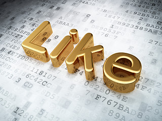 Image showing Social media concept: Golden Like on digital background