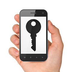 Image showing Privacy concept: Key on smartphone