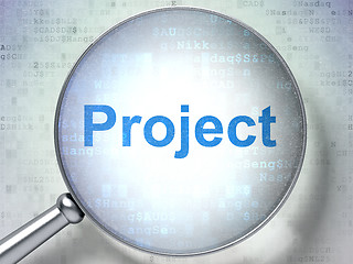 Image showing Finance concept: Project with optical glass on digital backgroun