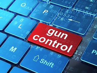 Image showing Protection concept: Gun Control on computer keyboard background