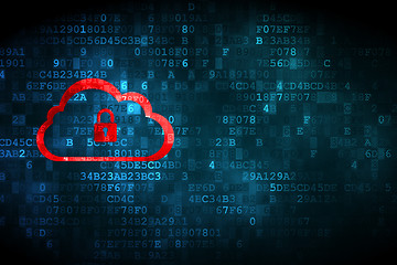 Image showing Networking concept: Cloud Whis Padlock on digital background