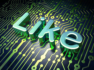 Image showing Social media concept: Like on circuit board background