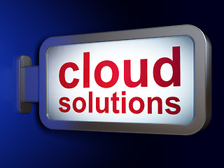 Image showing Cloud computing concept: Cloud Solutions on billboard background