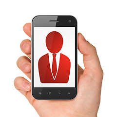 Image showing Business concept: Business Man on smartphone