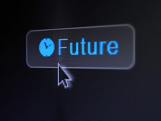 Image showing Time concept: Future and Clock on digital button background