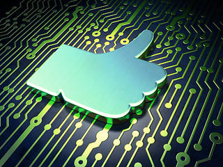 Image showing Social media concept: Like on circuit board background