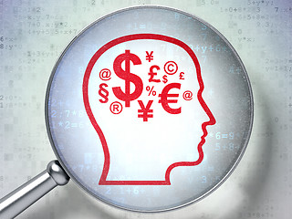 Image showing Education concept:  Finance Symbol with optical glass on digital