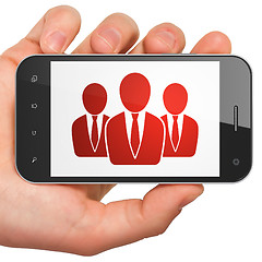 Image showing Advertising concept: Business People on smartphone