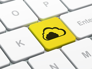 Image showing Networking concept: Cloud on computer keyboard background