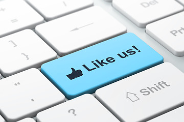 Image showing Social network concept: Like and Like us! on computer keyboard b