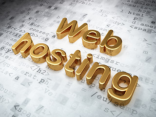 Image showing SEO web development concept: Golden Web Hosting on digital backg