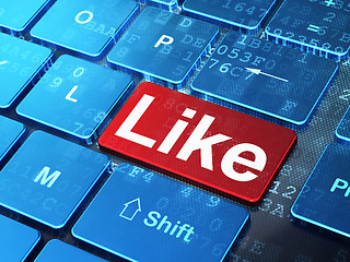 Image showing Social network concept: Like on computer keyboard background