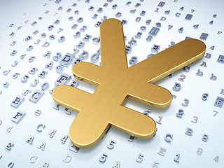 Image showing Currency concept: Golden Yen on digital background