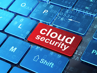 Image showing Cloud technology concept: Cloud Security on computer keyboard ba