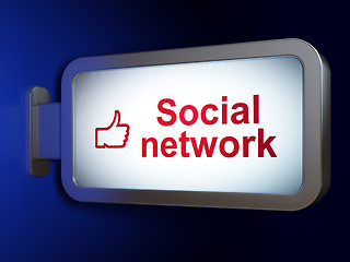 Image showing Social network concept: Social Network and Like on billboard bac