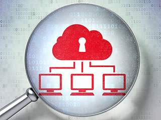 Image showing Protection concept:  Cloud Network with optical glass on digital