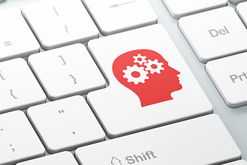 Image showing Information concept: Head With Gears on computer keyboard backgr