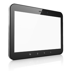 Image showing Black abstract tablet computer (tablet pc) on white background,