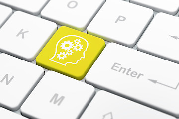 Image showing Education concept: Head With Gears on computer keyboard backgrou