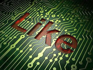 Image showing Social media concept: Like on circuit board background